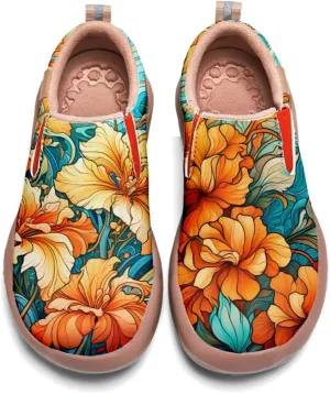 Women's Art Painted Travel Shoes Classical Floral Pattern Slip On Loafers Leather Lightweight Comfort Sneakers