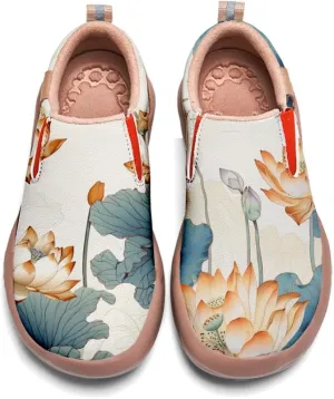 Women's Art Painted Travel Shoes Classical Floral Pattern Slip On Loafers Leather Lightweight Comfort Sneakers