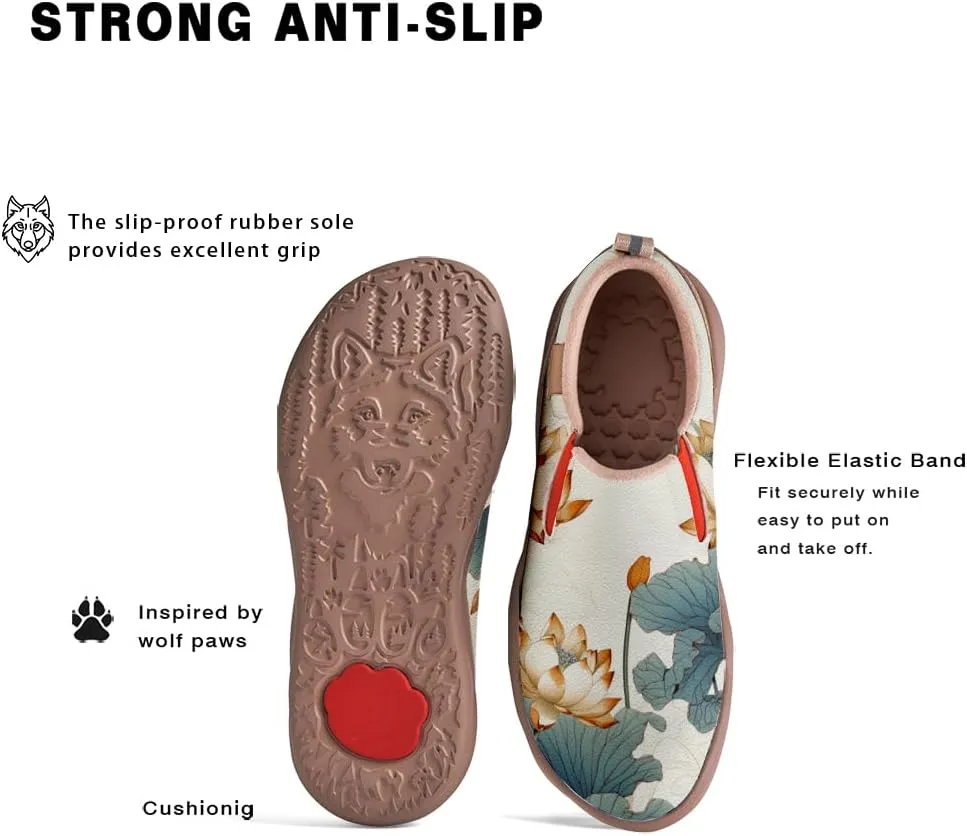 Women's Art Painted Travel Shoes Classical Floral Pattern Slip On Loafers Leather Lightweight Comfort Sneakers