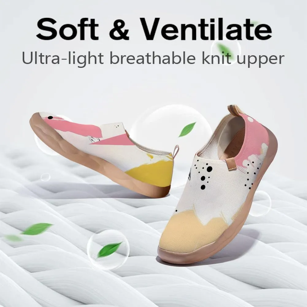Women's Art Painted Travel Shoes Knitted Slip On Loafers Lightweight Walking Casual Sneakers