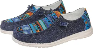Women's Aztec Print Slip-On Loafers - Elastic Lace Comfort Shoes, Lightweight Foam Sole, Orthotic Support for Daily Wear, Trendy Casual Sneakers (US 6-11)
