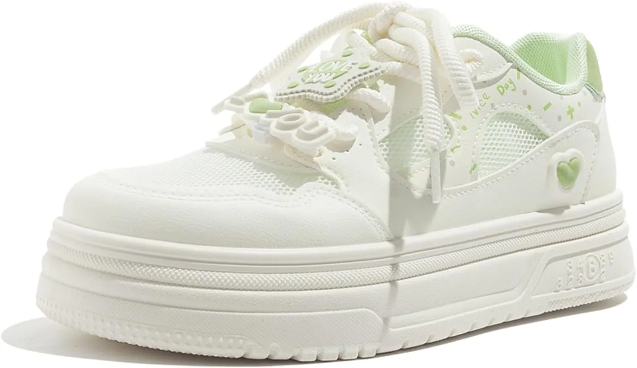 Womens Breathable Mesh Platform Sneakers Y2K Cute Fashion Casual Campus Lightweight Walking Shoes