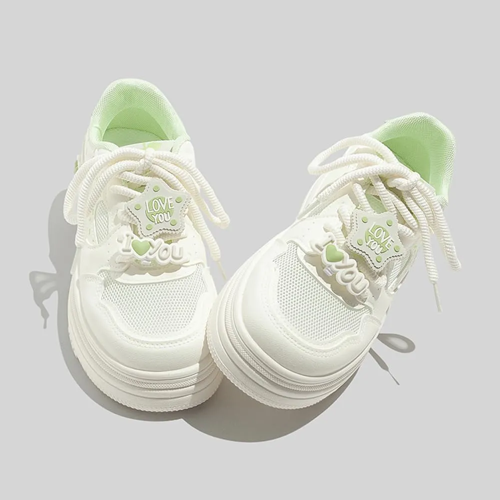 Womens Breathable Mesh Platform Sneakers Y2K Cute Fashion Casual Campus Lightweight Walking Shoes