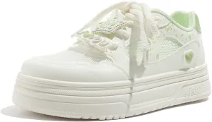 Womens Breathable Mesh Platform Sneakers Y2K Cute Fashion Casual Campus Lightweight Walking Shoes