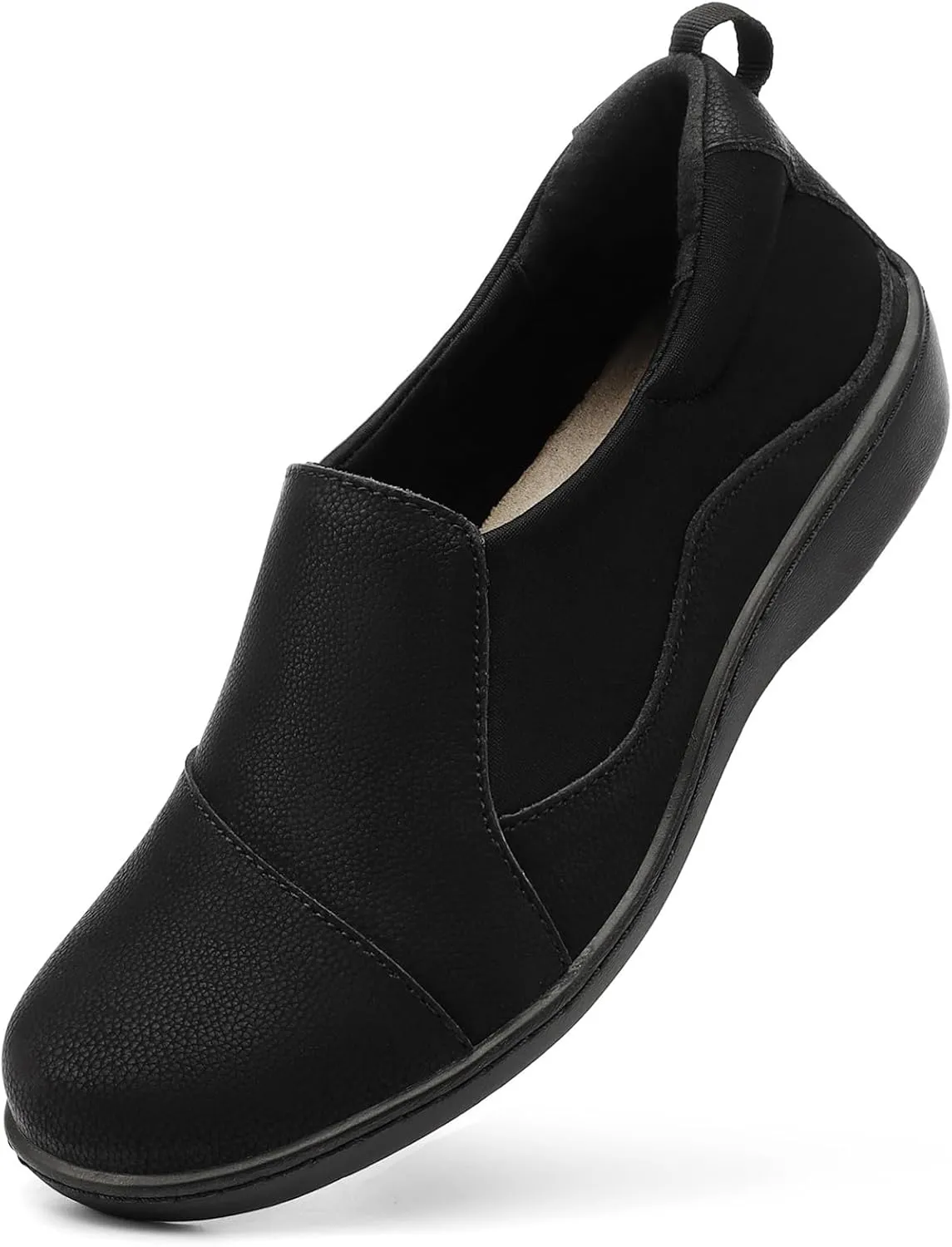 Women's Comfort Leather Loafers Cute Casual Slip On Lightweight Walking Flats Everyday Work Shoes