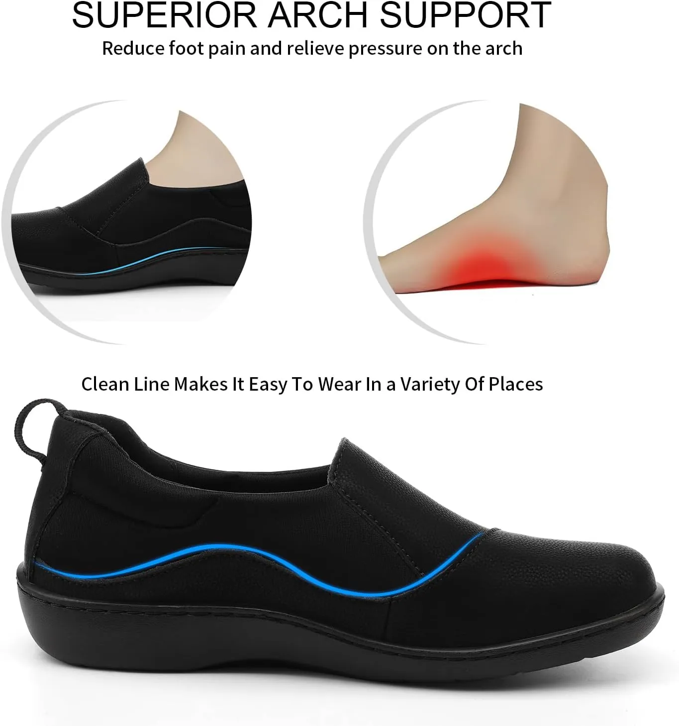 Women's Comfort Leather Loafers Cute Casual Slip On Lightweight Walking Flats Everyday Work Shoes