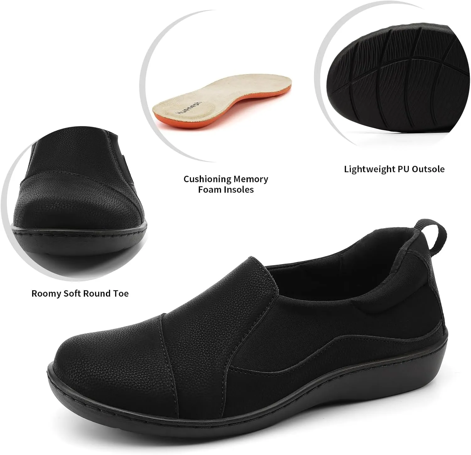 Women's Comfort Leather Loafers Cute Casual Slip On Lightweight Walking Flats Everyday Work Shoes