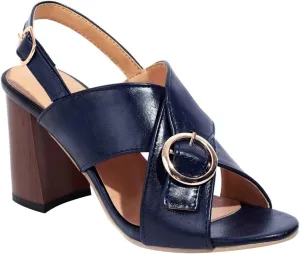 Womens Cross Strap Sandals Chunky Heel Fashion Metal Buckle Fish Mouth Open Toe Thick High Heel Shoes Summer Solid Color Block Heel Shoes
