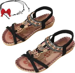 Women's Elegant Rhinestone Butterfly Flat Sandals, Citadel Sandals, Bohemian Fashion Non-slip Orthopedic Sandal