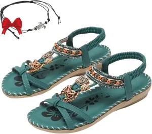 Women's Elegant Rhinestone Butterfly Flat Sandals, Citadel Sandals, Bohemian Fashion Non-slip Orthopedic Sandal