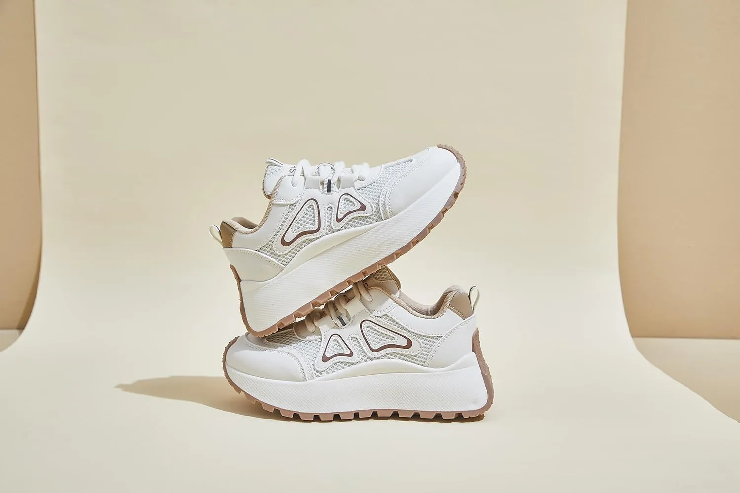 Women's Fashion Breathable Mesh Platform Sneakers College Girls Campus Walking Shoes
