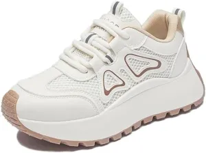 Women's Fashion Breathable Mesh Platform Sneakers College Girls Campus Walking Shoes