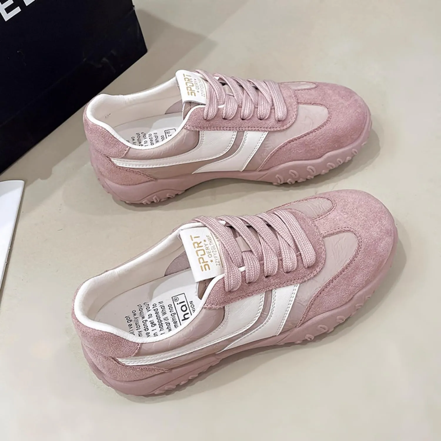 Womens Fashion Sneakers for 2025 Suede Lace Up Fashion Sneakers for Women – Casual Chic and Comfortable for Street Strolling Campus Activities (Red White,5)