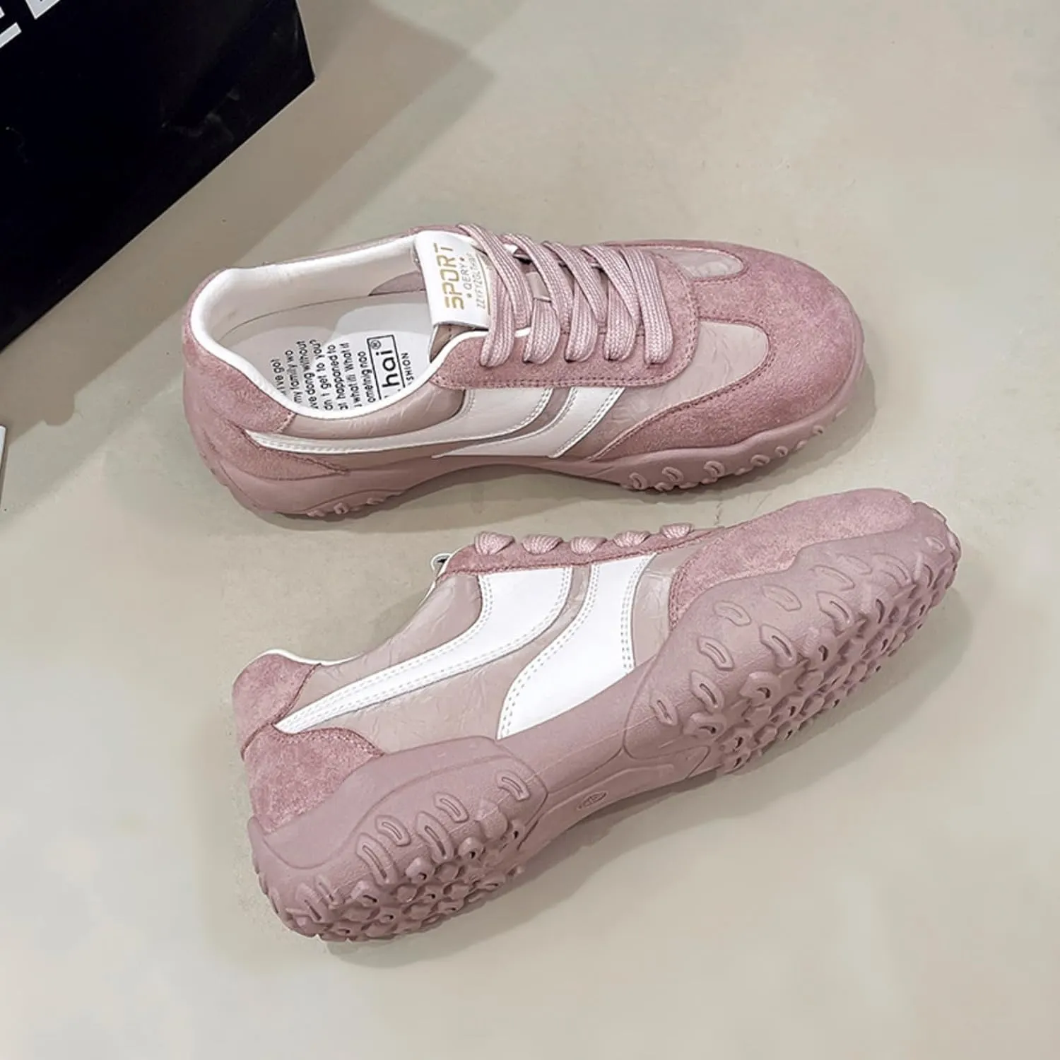 Womens Fashion Sneakers for 2025 Suede Lace Up Fashion Sneakers for Women – Casual Chic and Comfortable for Street Strolling Campus Activities (Red White,5)