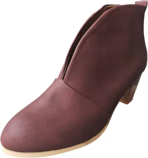Women’s Front Deep V Cut Out Ankle Boots Slip on Lightweight Comfort Non-slip Middle Chunky Heel Booties for Women Casual Footwear