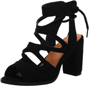Womens Gladiator Sandals Strappy Lace Up Hollow Out Chunky High Heels Sandals Summer Evening Dress High Heel Sandal Shoes