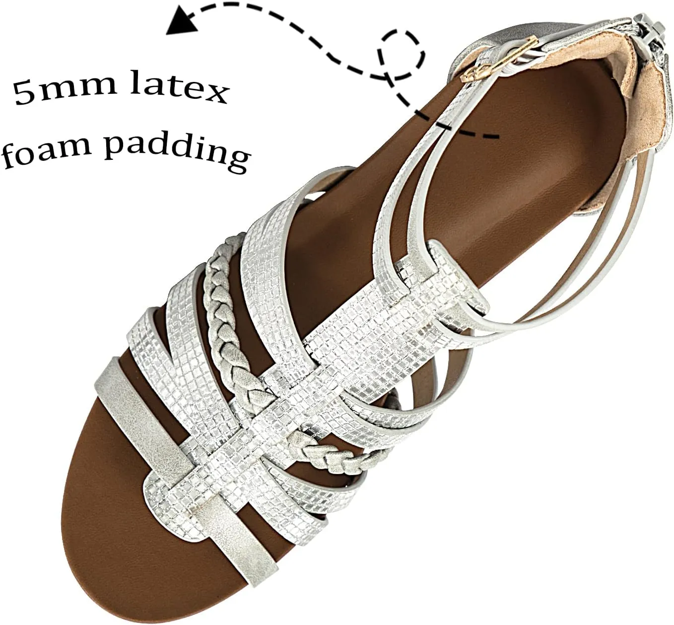 Womens Gladiator Sandals Zipper Strappy Wedge Sandal Roman Shoes For girls