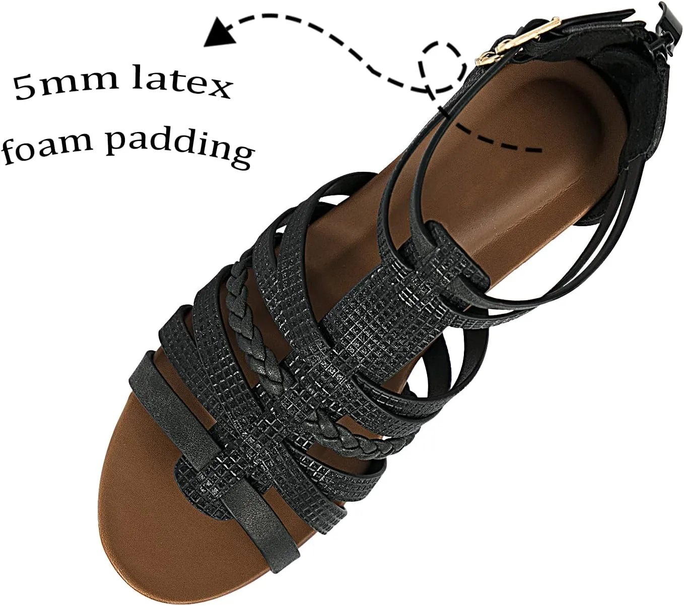 Womens Gladiator Sandals Zipper Strappy Wedge Sandal Roman Shoes For girls