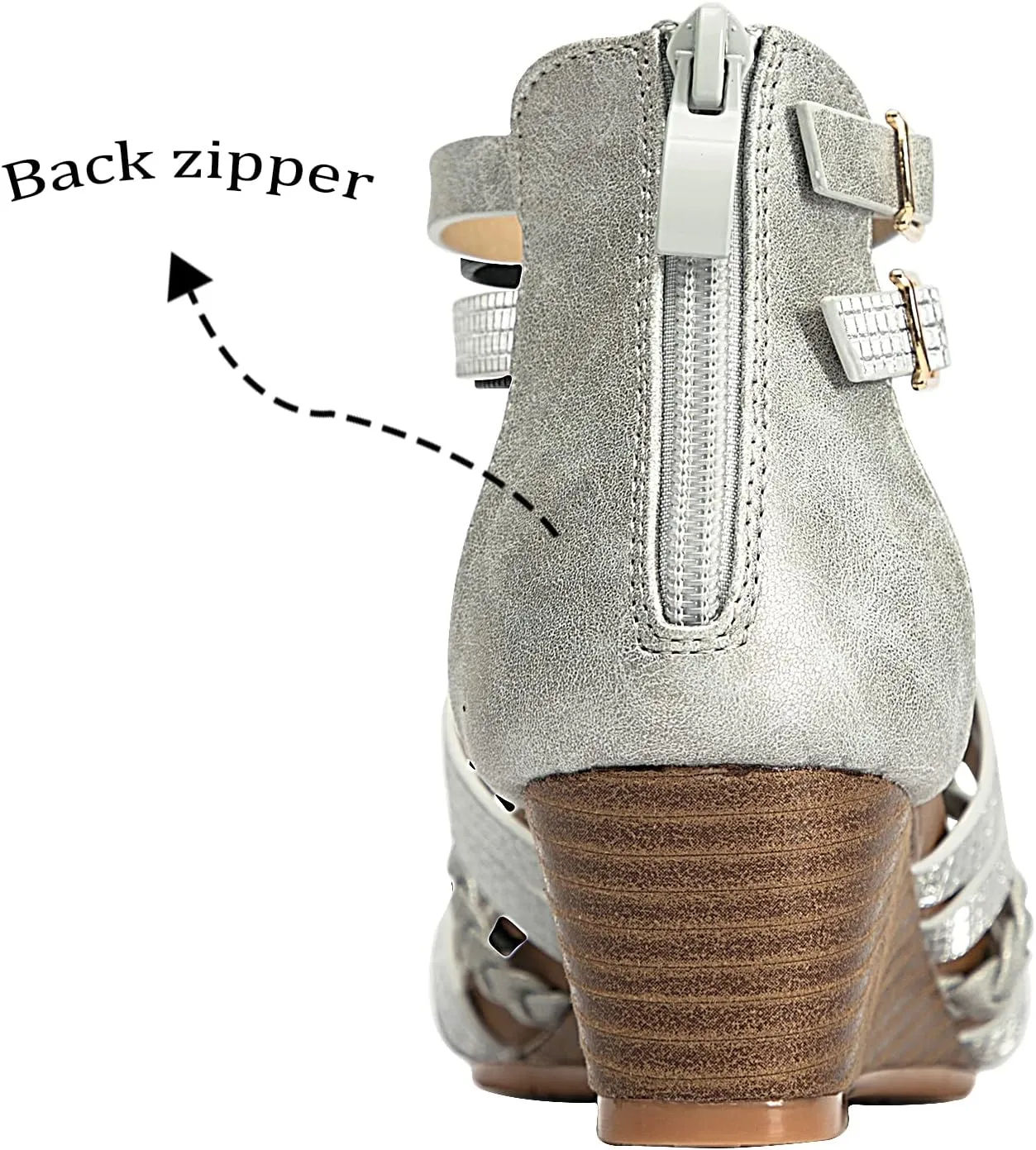 Womens Gladiator Sandals Zipper Strappy Wedge Sandal Roman Shoes For girls