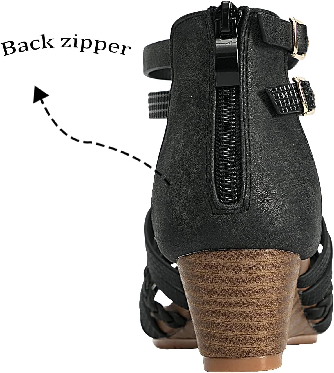 Womens Gladiator Sandals Zipper Strappy Wedge Sandal Roman Shoes For girls