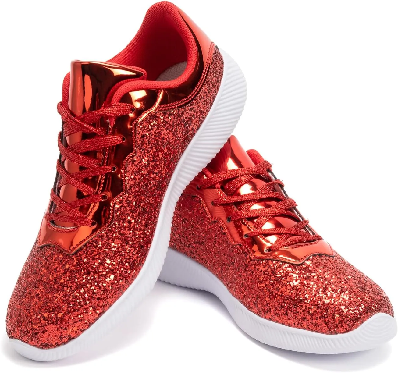 Women's Glitter Sneakers Shoes Lightweight Tennis Shoes Metallic Sequin Walking Shoes