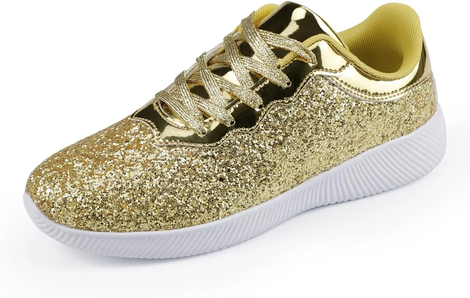 Women's Glitter Sneakers Shoes Lightweight Tennis Shoes Metallic Sequin Walking Shoes