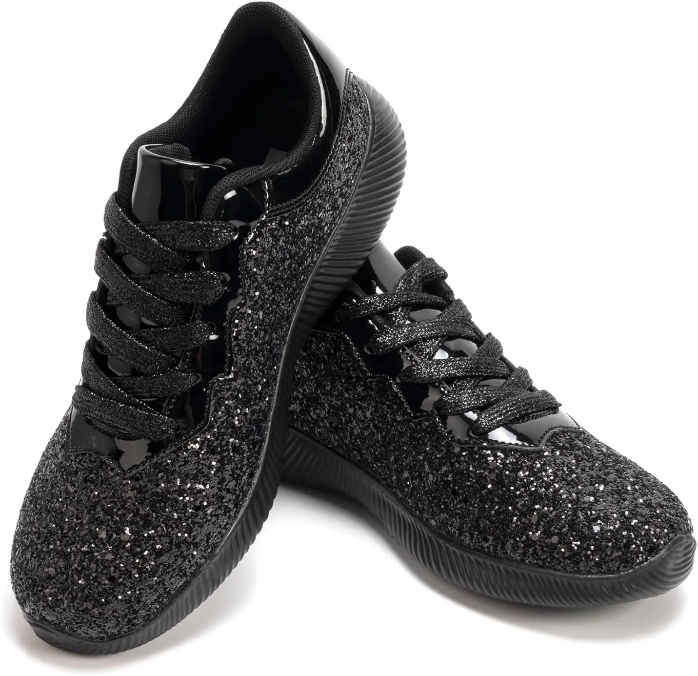 Women's Glitter Sneakers Shoes Lightweight Tennis Shoes Metallic Sequin Walking Shoes