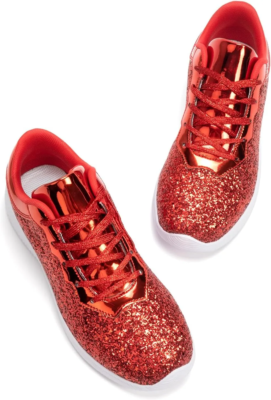 Women's Glitter Sneakers Shoes Lightweight Tennis Shoes Metallic Sequin Walking Shoes
