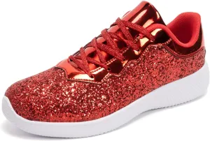 Women's Glitter Sneakers Shoes Lightweight Tennis Shoes Metallic Sequin Walking Shoes