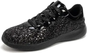 Women's Glitter Sneakers Shoes Lightweight Tennis Shoes Metallic Sequin Walking Shoes