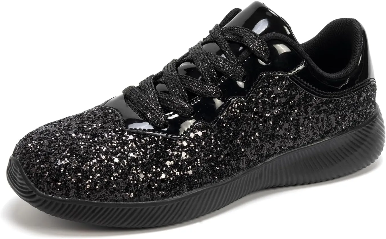 Women's Glitter Sneakers Shoes Lightweight Tennis Shoes Metallic Sequin Walking Shoes