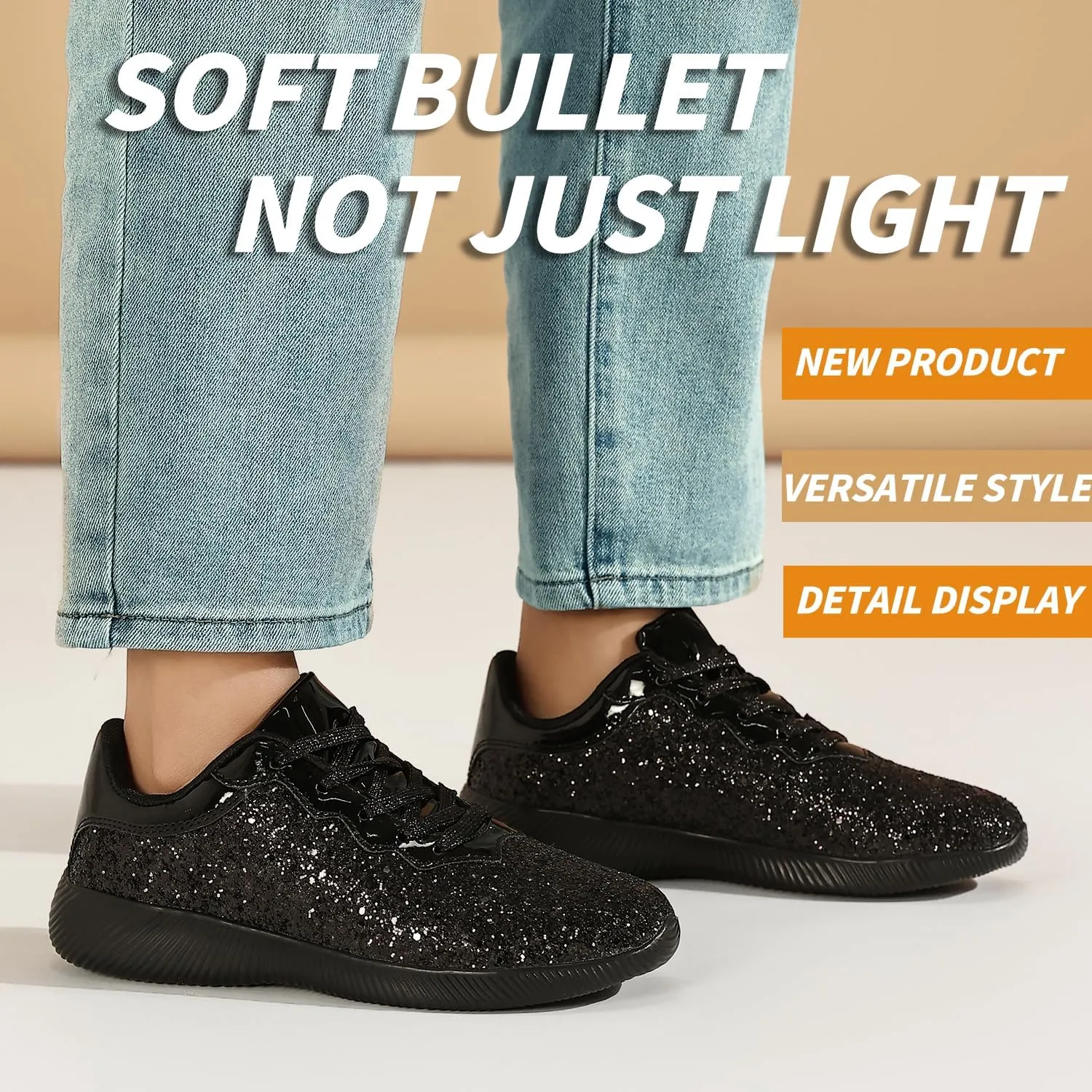 Women's Glitter Sneakers Shoes Lightweight Tennis Shoes Metallic Sequin Walking Shoes