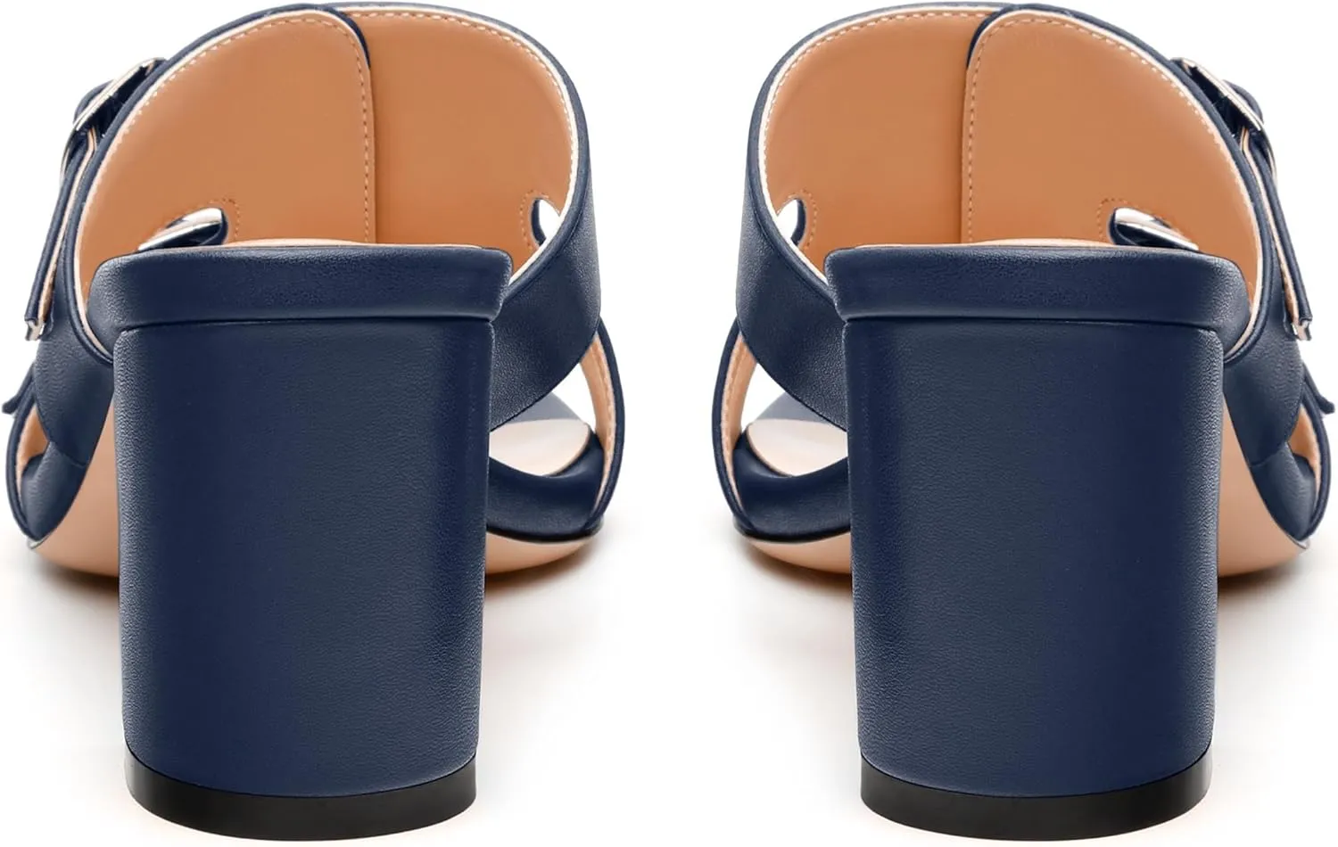 Women's Heeled Sandals, Round Open Toe Mid Chunky Heel, Buckle Fashion Slide Sandal for Wedding Party Daily Dressy