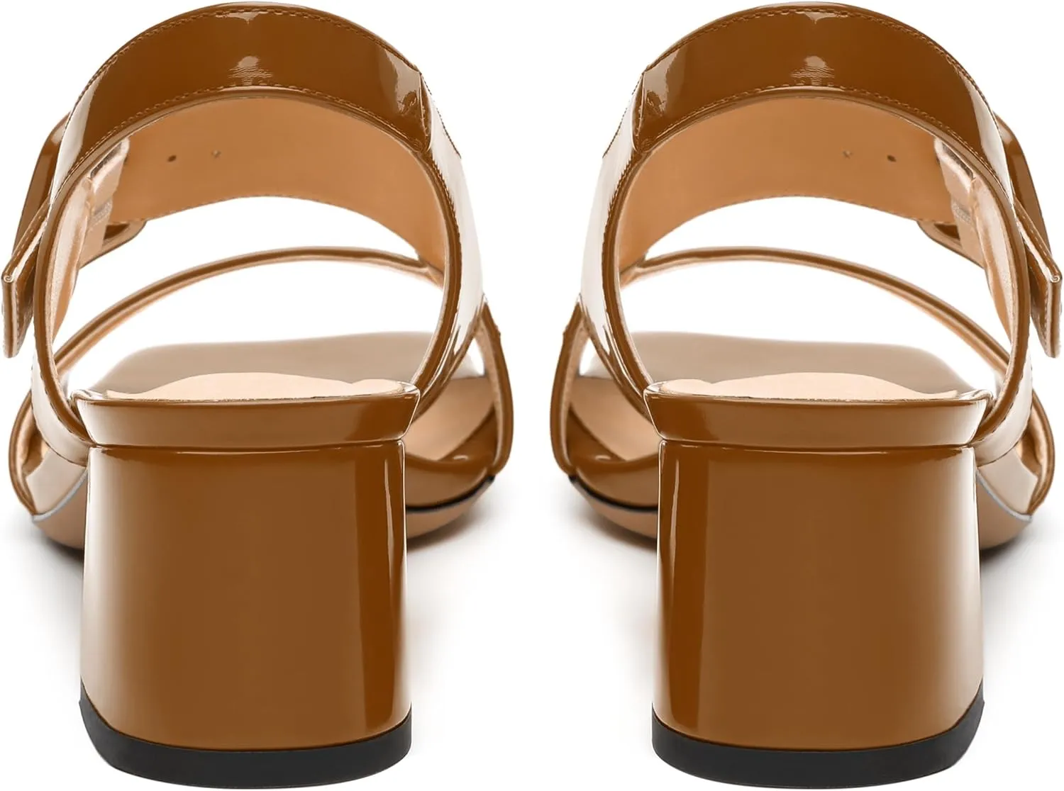 Womens Heeled Sandals Shoes, Square Peep Toe Mid Block Heel Ankle Strap Sandals for Women, Leather Insole Chunky Heel Sandals with Buckle 2"
