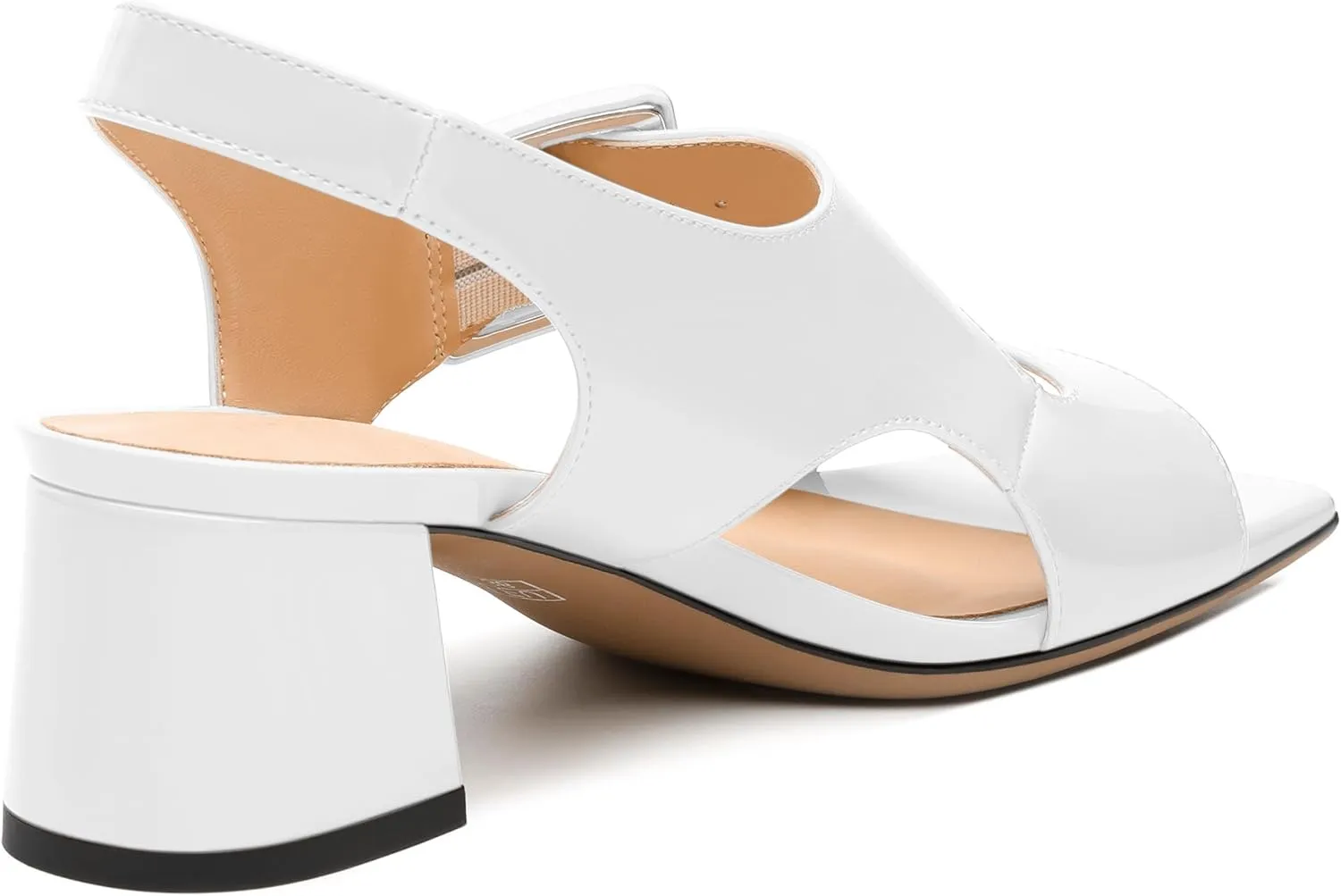 Womens Heeled Sandals Shoes, Square Peep Toe Mid Block Heel Ankle Strap Sandals for Women, Leather Insole Chunky Heel Sandals with Buckle 2"