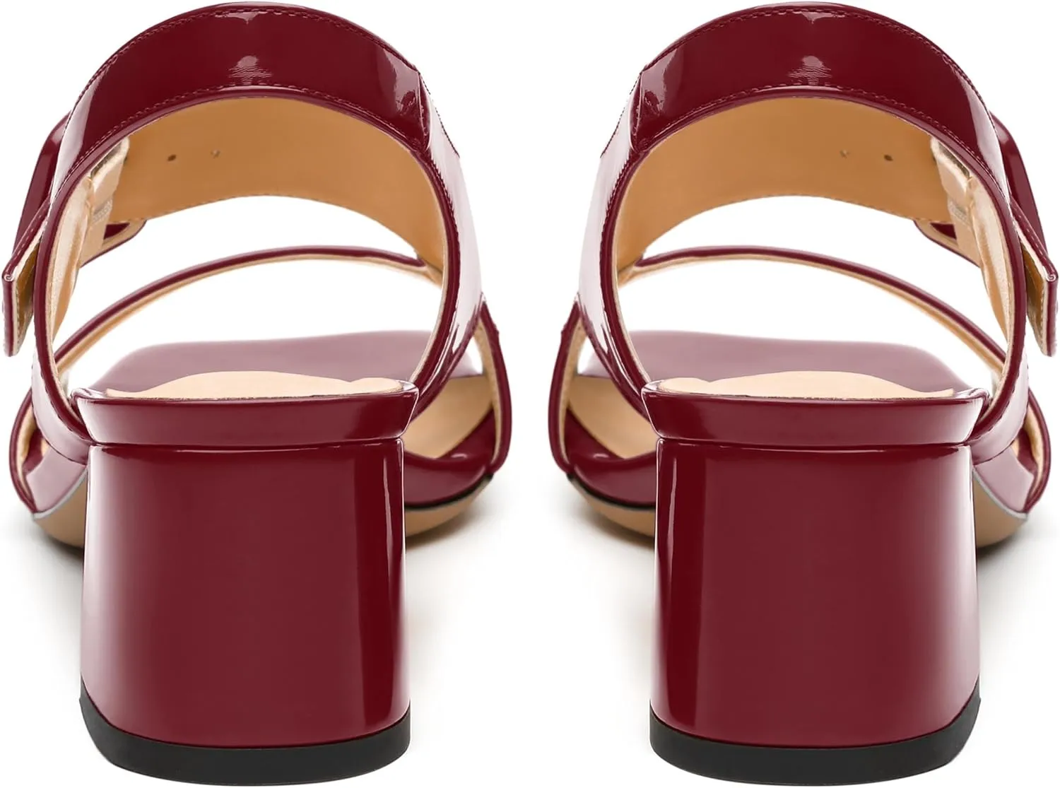 Womens Heeled Sandals Shoes, Square Peep Toe Mid Block Heel Ankle Strap Sandals for Women, Leather Insole Chunky Heel Sandals with Buckle 2"