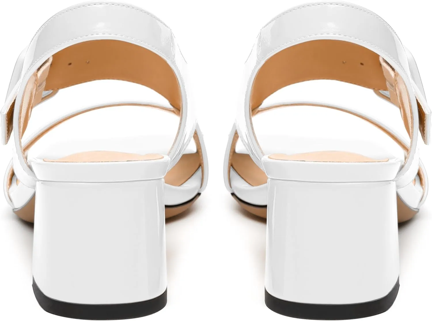 Womens Heeled Sandals Shoes, Square Peep Toe Mid Block Heel Ankle Strap Sandals for Women, Leather Insole Chunky Heel Sandals with Buckle 2"