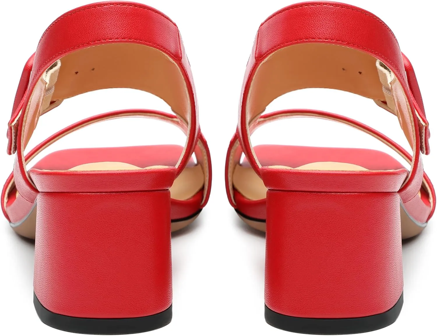 Womens Heeled Sandals Shoes, Square Peep Toe Mid Block Heel Ankle Strap Sandals for Women, Leather Insole Open Toe Chunky Heel Sandals 2"