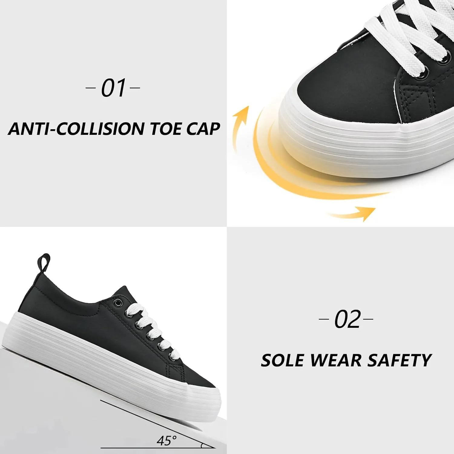 Women's High Platform Fashion Sneakers, White, Breathable, Lace Up, Tennis Shoes, Comfortable, Casual