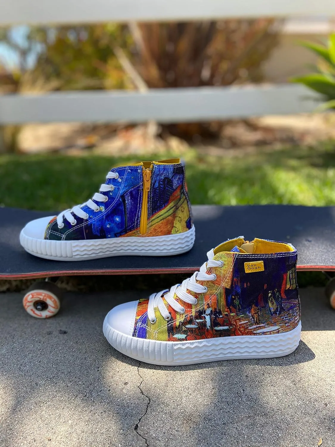 Women's High Top Platform Lace Up Canvas Van Gogh Shoes - Casual Fashion & Walking Sneakers | Famous Print Art