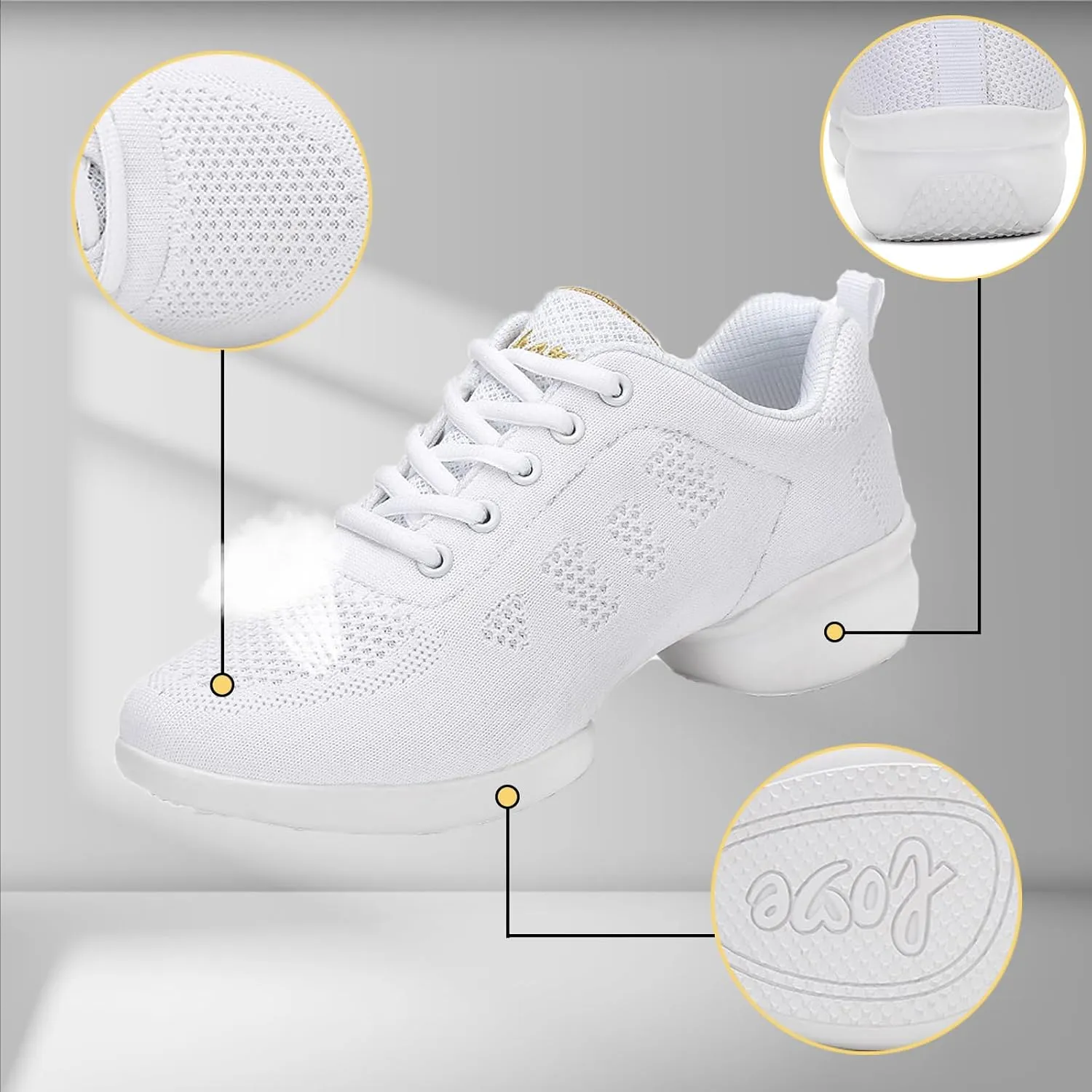 Women's Jazz Shoes Lace-up Sneakers - Breathable Air Cushion Lady Split Sole Athletic Walking Dance Shoes Platform