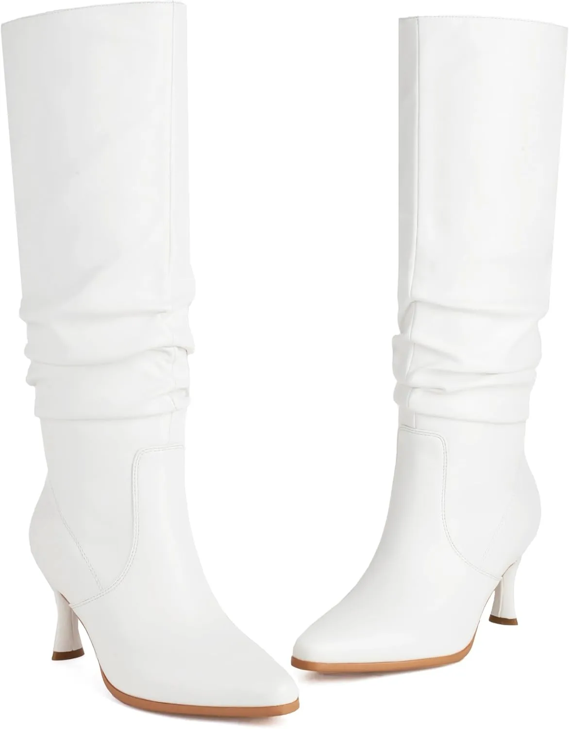 Women's Knee High Boots Kitten Heel Pull on Slouch Tall Boots