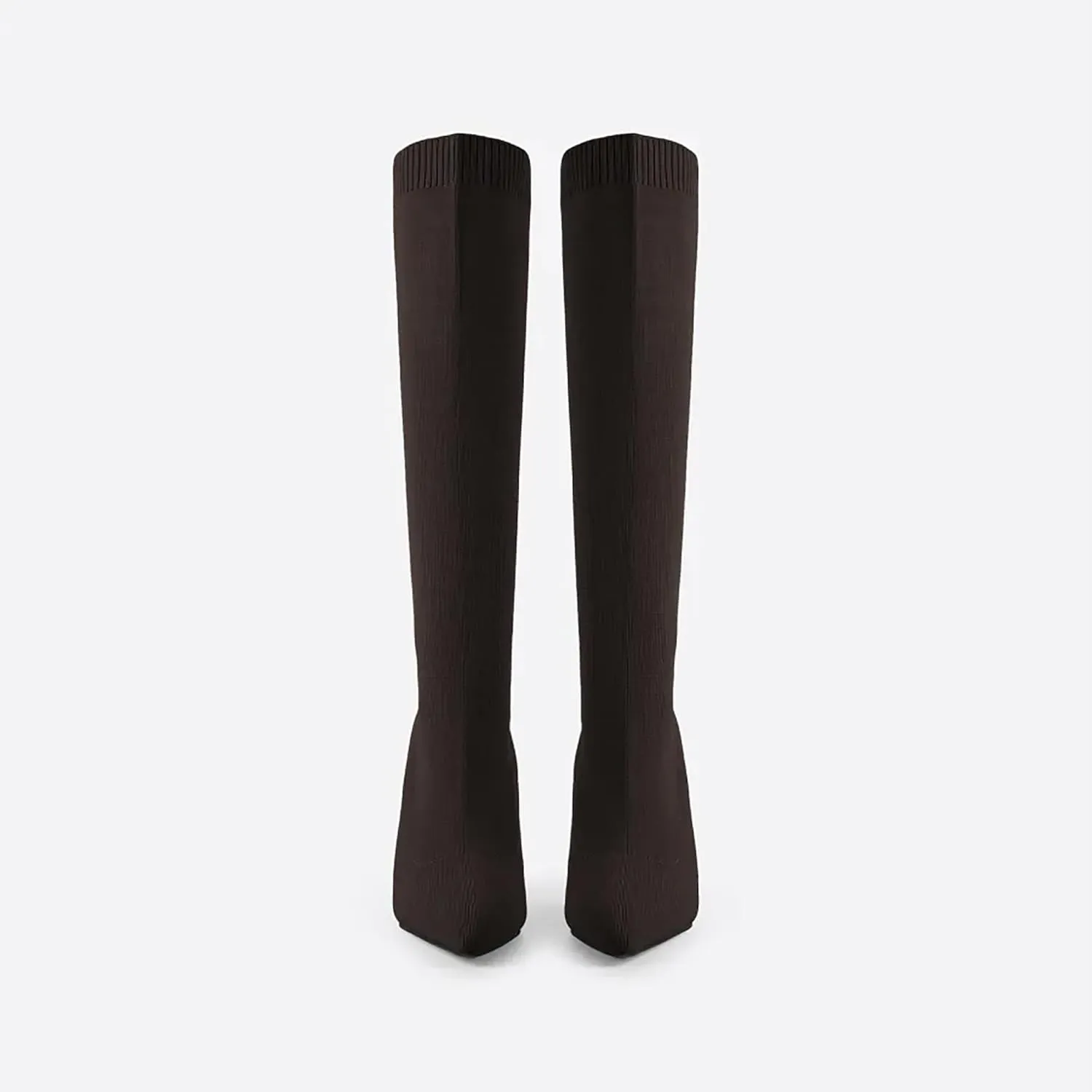 Women's Knee High Stretch Knit Chunky Heel Non-Slip Boots
