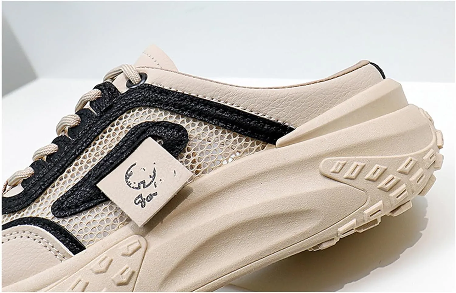 Women's Knitted Breathable Mesh Platform Thick Sole Mule Sneakers Classic Lace-Up Orthopedic Slip-On Slingback Loafers Slippers Summer Comfortable Casual Walking Shoes