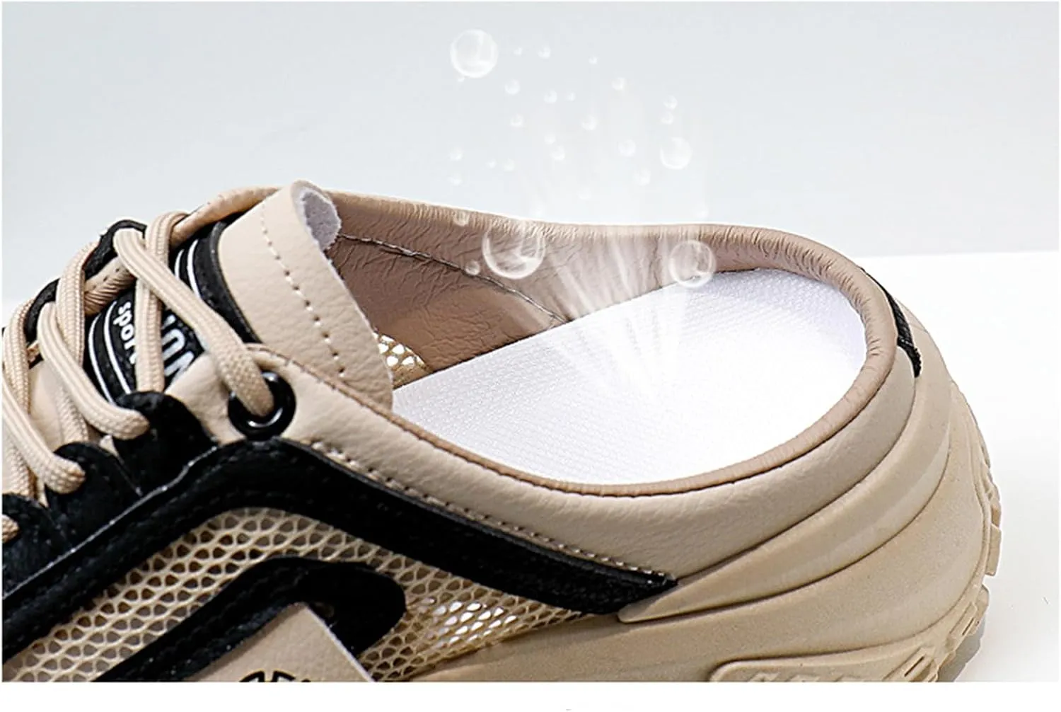 Women's Knitted Breathable Mesh Platform Thick Sole Mule Sneakers Classic Lace-Up Orthopedic Slip-On Slingback Loafers Slippers Summer Comfortable Casual Walking Shoes