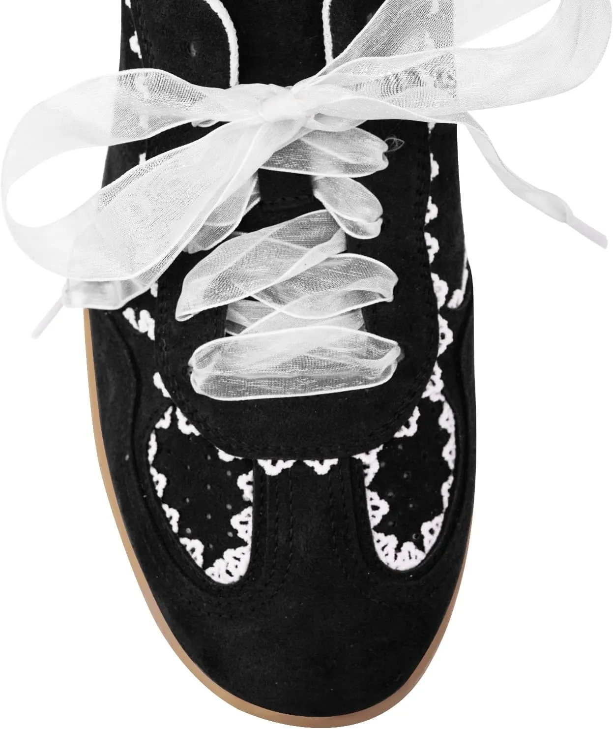 Women's Lace Detail Lace-Up Casual Sneakers - Elegant Ribbon Ribbon Lace Walking Shoes Non-Slip Sole Breathable Comfort for Daily Outfits
