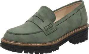 Womens Loafers Slip On Casual Chunky Platform Heel Loafers Classic Penny Dressy Comfy Business Work Shoes Green Beige Black Red US5-11