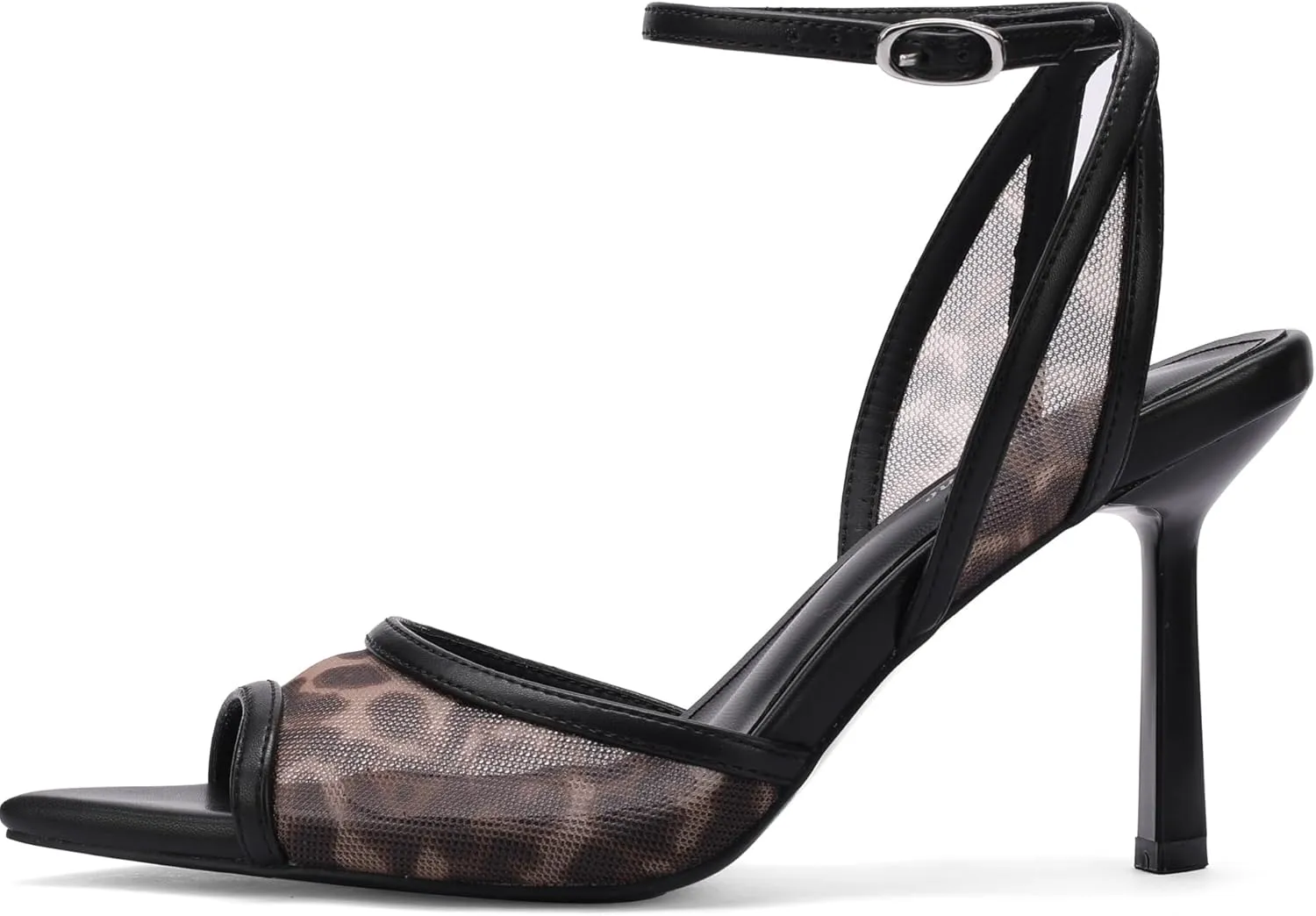 Women's Mesh Peep Toe Sandals Buckle Strap 3.14" Heel Comfortable Rubber Sole Shoes Summer for Party and Casual Occasions