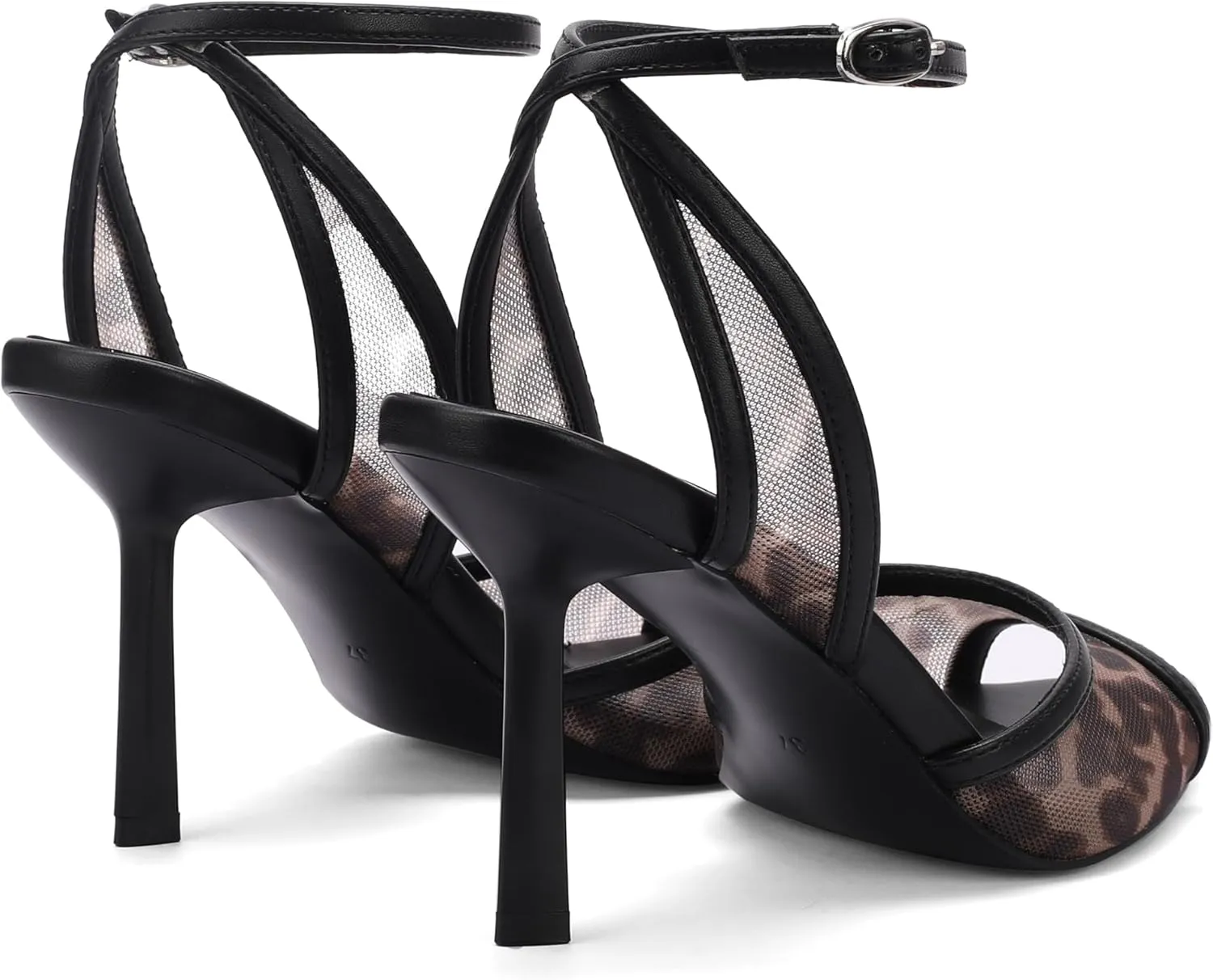 Women's Mesh Peep Toe Sandals Buckle Strap 3.14" Heel Comfortable Rubber Sole Shoes Summer for Party and Casual Occasions