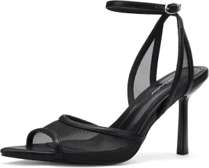 Women's Mesh Peep Toe Sandals Buckle Strap 3.14" Heel Comfortable Rubber Sole Shoes Summer for Party and Casual Occasions